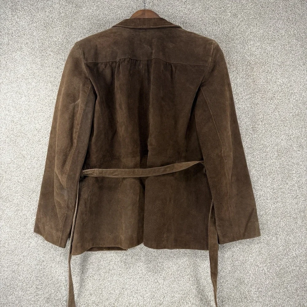 VTG‎ Avanti Suede Jacket Women's 12 *flaws* Brown Y2K Belted Fitted Western 70's